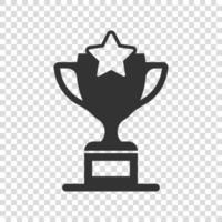 Trophy cup icon in flat style. Goblet prize vector illustration on isolated background. Award sign business concept.