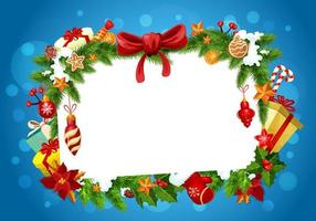 Christmas festive frame, greeting card vector