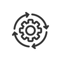 Workflow icon in flat style. Gear effective vector illustration on white isolated background. Process organization business concept.