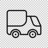 Delivery truck icon in flat style. Van vector illustration on white isolated background. Cargo car business concept.