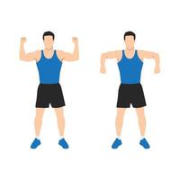 Man doing doing exercise - scarecrow arms elbow shoulder rotations. Flat vector illustration isolated on white background