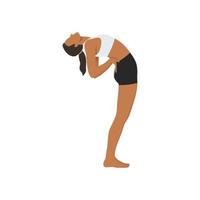 Woman doing Standing Backbend. Beautiful girl practice Anuvittasana. Flat vector illustration isolated on white background