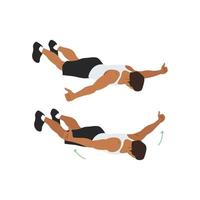 Man doing Floor t raises exercise. Flat vector illustration isolated on white background