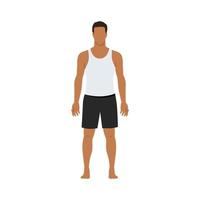 Man doing Tadasana or Mountain Pose. Side View. Flat vector illustration isolated on white background