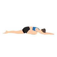 Young woman Pigeon Pose Forward Bend, Sleeping Swan Pose. Practice Kapotasana 2. Flat vector illustration isolated on white background