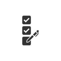 Checklist document icon in flat style. Survey vector illustration on white isolated background. Check mark choice business concept.