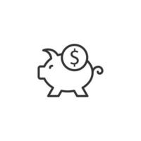 Money box icon in flat style. Pig container vector illustration on white isolated background. Piggy bank business concept.