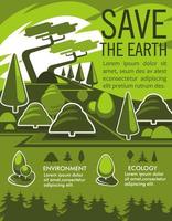 Save the Earth and natural resources eco poster vector
