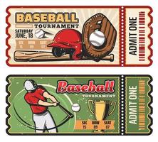 entradas retro vectoriales para el juego deportivo de béisbol vector