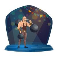 Athlete, dumbbell and barbell, chapiteau circus vector