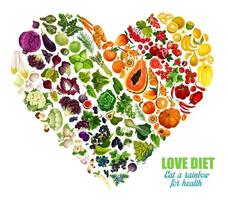 Vegetables and fruits color detox dieting vector