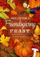 Friendsgiving feast, Thanksgiving potluck dinner vector
