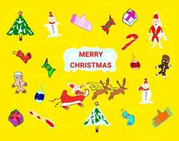 Collection of Christmas Day and New Year Holiday icon decoration vector