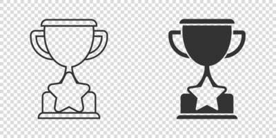 icono de copa de trofeo en estilo plano. Ilustración de vector de premio cáliz sobre fondo aislado. concepto de negocio de signo de premio.