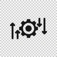 Process icon in flat style. Arrow and gear vector illustration on white isolated background. Optimization business concept.