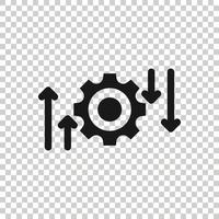 Process icon in flat style. Arrow and gear vector illustration on white isolated background. Optimization business concept.