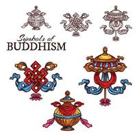 budismo religión auspicioso símbolo bosquejo vector