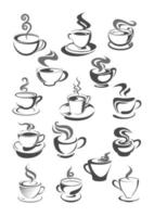 iconos vectoriales de tazas de café establecidos para cafetería o cafetería vector