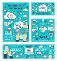 intercambio seguro de datos en línea en internet vector