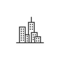 Building icon in flat style. Town skyscraper apartment vector illustration on white isolated background. City tower business concept.