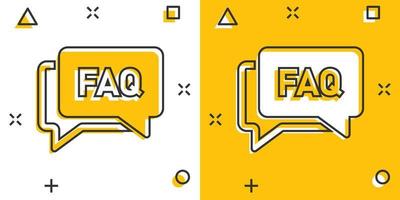 Faq speech bubble icon in comic style. Question cartoon vector illustration on white isolated background. Communication splash effect sign business concept.