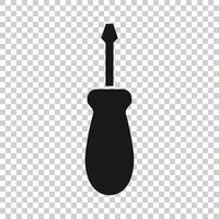 Screwdriver icon in flat style. Spanner key vector illustration on white isolated background. Repair equipment business concept.