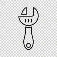 Wrench icon in flat style. Spanner key vector illustration on white isolated background. Repair equipment business concept.