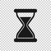 icono de reloj de arena en estilo plano. Ilustración de vector de reloj de arena sobre fondo blanco aislado. concepto de negocio de reloj.