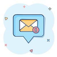 New incoming messages icon in comic style. Envelope with notification cartoon vector illustration on isolated background. Email sign business concept splash effect.