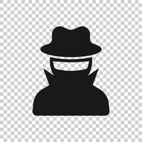 Fraud hacker icon in flat style. Spy vector illustration on isolated background. Cyber defend business concept.