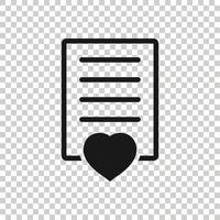 Wishlist icon in flat style. Like document vector illustration on white isolated background. Favorite list business concept.