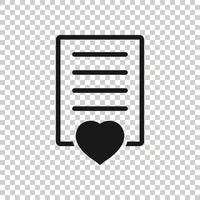 Wishlist icon in flat style. Like document vector illustration on white isolated background. Favorite list business concept.