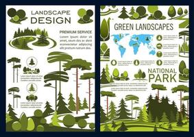 Landscape design company, vector brochure