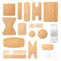 Adhesive plasters and patches, isolated vector