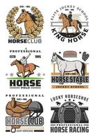Horse racing and polo icons, equestrian sport