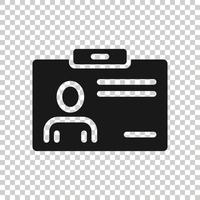 icono de tarjeta de identificación en estilo plano. Ilustración de vector de etiqueta de identidad sobre fondo blanco aislado. concepto de negocio de licencia de conducir.