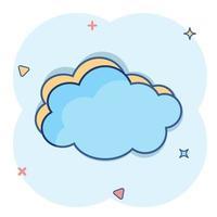 icono de cielo de nubes de dibujos animados vectoriales en estilo cómico. pictograma de ilustración de signo de burbuja de aire. concepto de efecto de salpicadura de negocio en la nube. vector