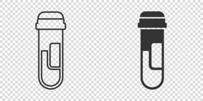 Blood in test tube icon in flat style. Laboratory flask vector illustration on isolated background. Liquid in beaker sign business concept.