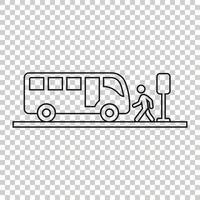 icono de la estación de autobuses en estilo plano. ilustración vectorial de parada automática sobre fondo blanco aislado. concepto de negocio de vehículos autobus. vector