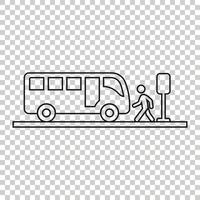 Bus station icon in flat style. Auto stop vector illustration on white isolated background. Autobus vehicle business concept.