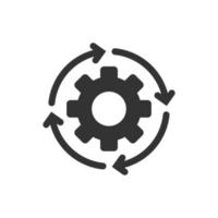Workflow icon in flat style. Gear effective vector illustration on white isolated background. Process organization business concept.