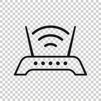 Wifi router icon in flat style. Broadband vector illustration on white isolated background. Internet connection business concept.