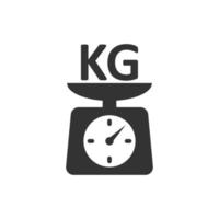 Scale icon in flat style. Kilogram dumbbell vector illustration on white isolated background. Gym business concept.