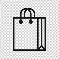 icono de bolsa de compras en estilo plano. Ilustración de vector de signo de bolso sobre fondo blanco aislado. concepto de negocio de paquete.