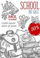 Back to School vector sketch autumn sale poster