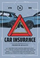 Car insurance vintage poster with road accident vector