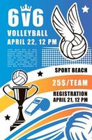 Volleyball sport team, beach tournament vector