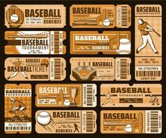 Baseball sport game tickets, championship match vector