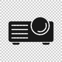 icono de signo de proyector de video en estilo plano. Ilustración de vector de dispositivo de presentación de cine sobre fondo blanco aislado. concepto de negocio de conferencias.