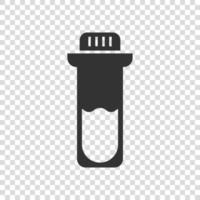 Blood in test tube icon in flat style. Laboratory flask vector illustration on isolated background. Liquid in beaker sign business concept.